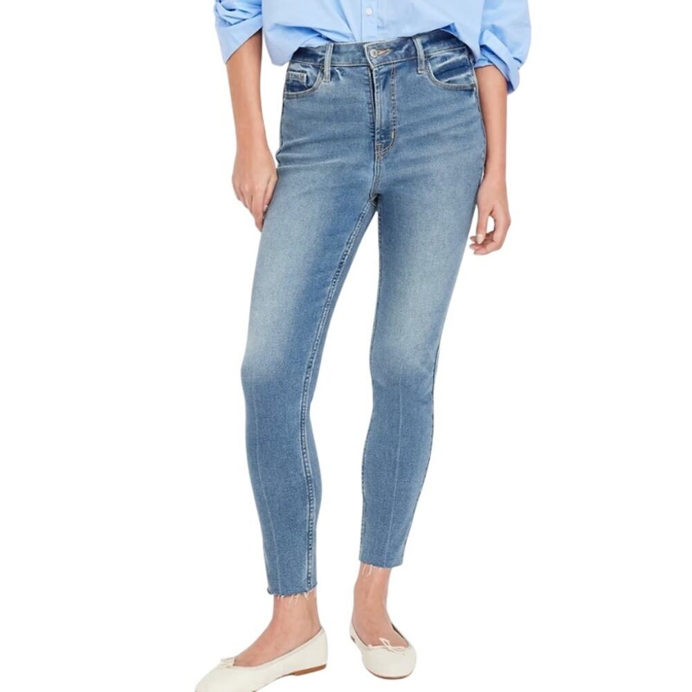 Old Navy Extra High-Waisted Rockstar Stretch Skinny Jeans, Medium Wash, 12 Tall